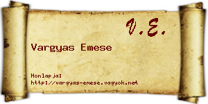Vargyas Emese névjegykártya